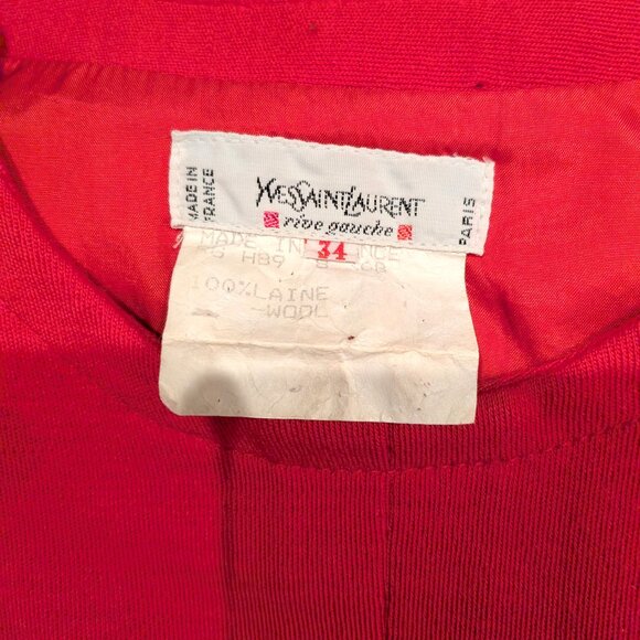 Vintage 70s Yves Saint Laurent Rive Gauche Red Wool Button Detail Top Blouse SZ - Picture 2 of 5